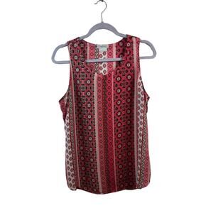 VanHusen Pink Floral Tank Top Size Large